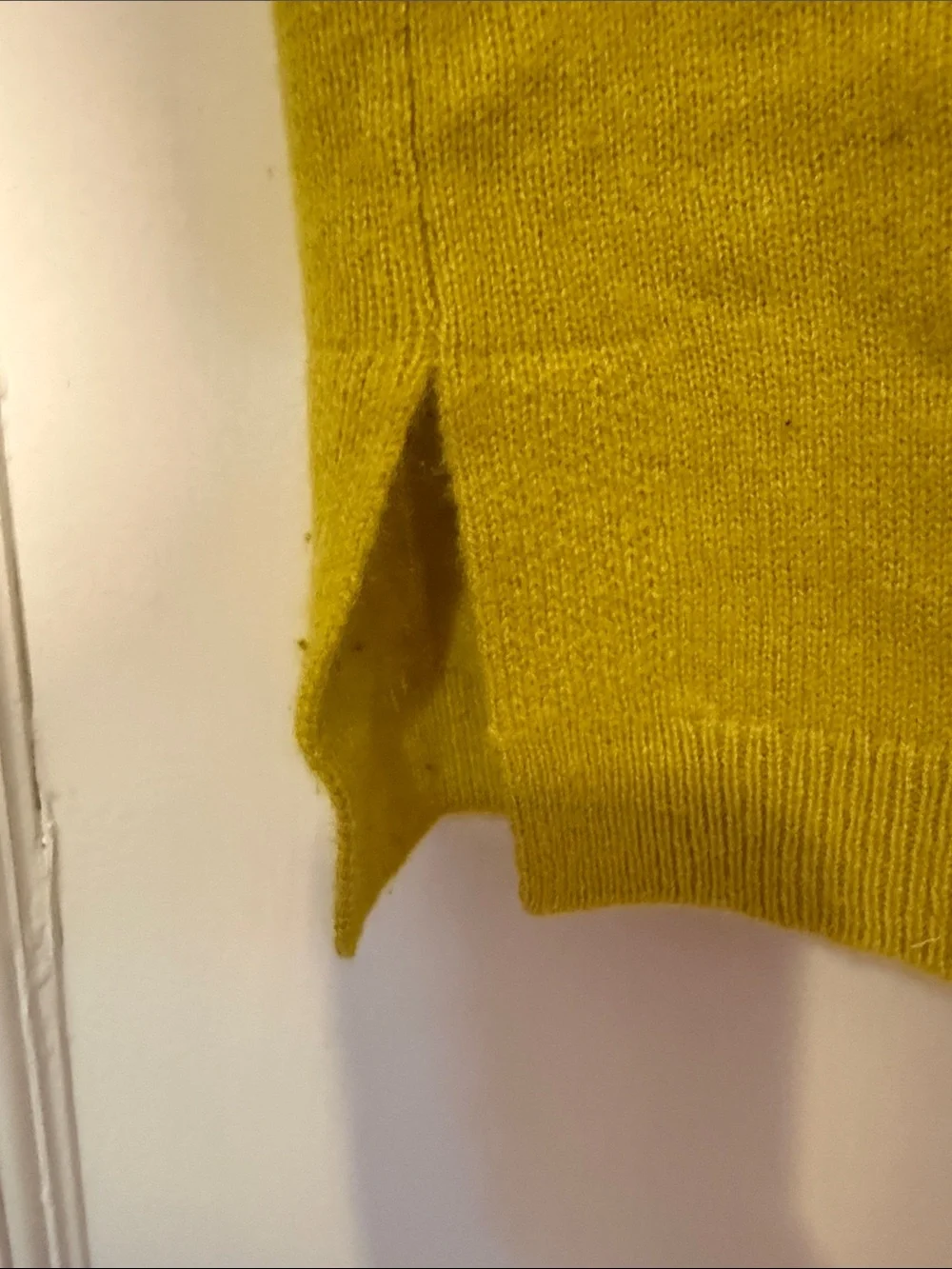 J. Crew Women's 100% Cashmere Lightweight Crewneck Sweater in lemon yellow.